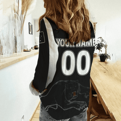 Penrith Panthers NRL, NRL Womens Casual Shirt, Casual Shirt, Womens Casual Shirt Personalized Name & Number Gift For Fans - soulcals.com