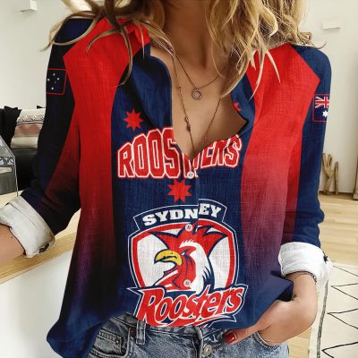 Sydney Rooster NRL, NRL Womens Casual Shirt, Casual Shirt, Womens Casual Shirt Personalized Name & Number Gift For Fans - soulcals.com
