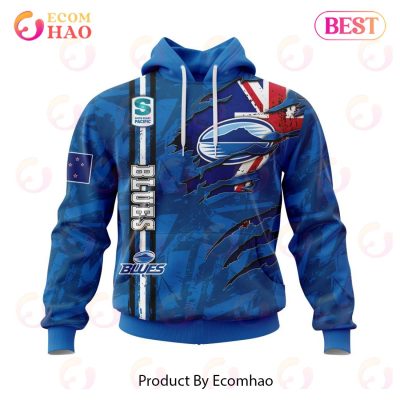 Super Rugby Auckland Blues Specialized Jersey Concepts With National Flag 3D Hoodie -soulcals