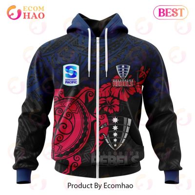 Super Rugby Melbourne Rebels Special Polynesian Design 3D Hoodie -soulcals