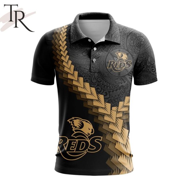 Super Rugby Queensland Reds Special Black And Gold Polo Shirt - soulcals