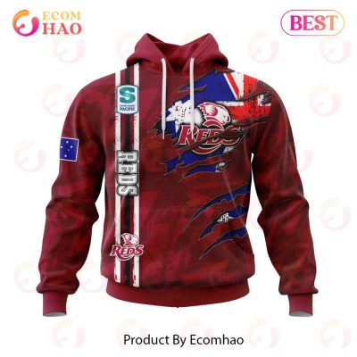 Super Rugby Queensland Reds Specialized Jersey Concepts With National Flag 3D Hoodie -soulcals