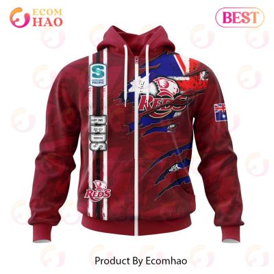 Super Rugby Queensland Reds Specialized Jersey Concepts With National Flag 3D Hoodie -soulcals