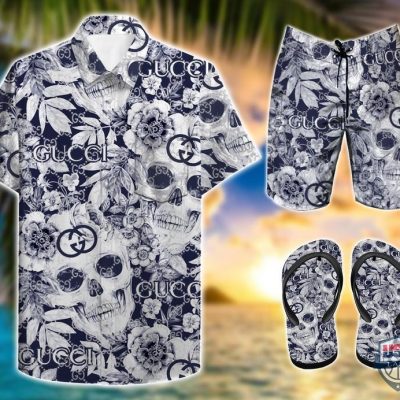 Gucci Skull Hawaiian Shirt Beach Short - Hot Sale 2025