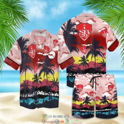 Stade Brestois 29 Fc Palm Tree Hawaiian Shirt Beach Shorts - Hot Sale 2025