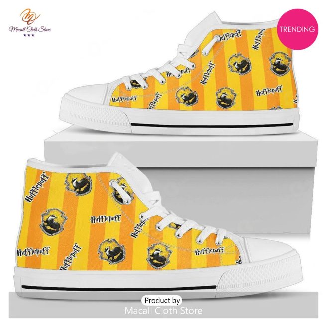 [TRENDING EDITION] Harry Potter Hufflepuff Gold Air Jordan High Top Sneakers - soulcals