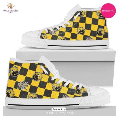 [TRENDING EDITION] Harry Potter Hufflepuff Grid Icons Air Jordan High Top Sneakers - soulcals