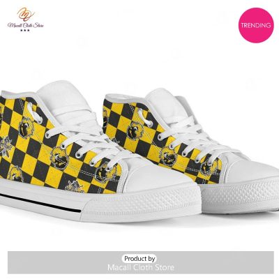 [TRENDING EDITION] Harry Potter Hufflepuff Grid Icons Air Jordan High Top Sneakers - soulcals