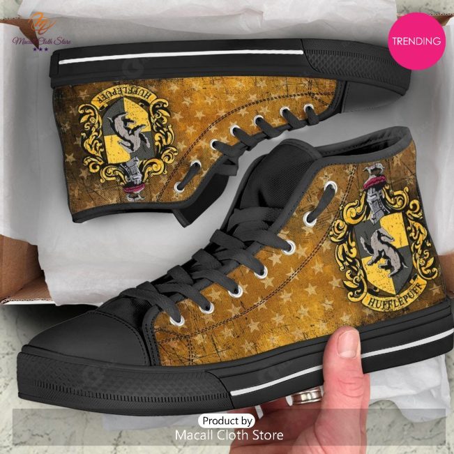 [TRENDING EDITION] Harry Potter Hufflepuff Luxury Stars Air Jordan High Top Sneakers - soulcals