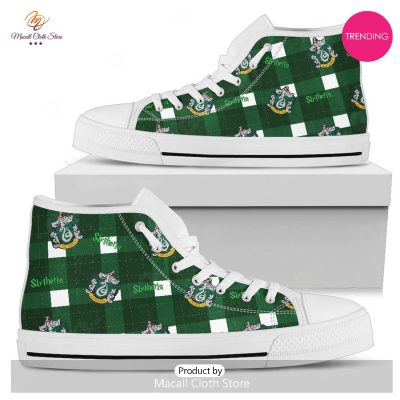 [TRENDING EDITION] Harry Potter Slytherin Grids Green Air Jordan High Top Sneakers - soulcals