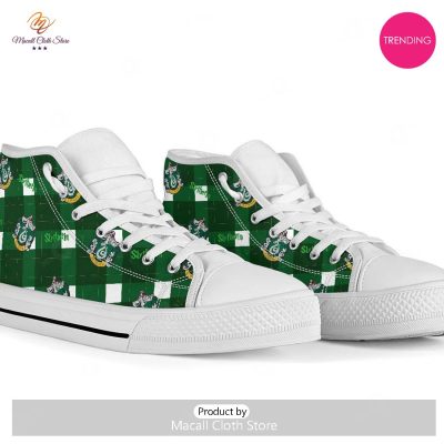 [TRENDING EDITION] Harry Potter Slytherin Grids Green Air Jordan High Top Sneakers - soulcals