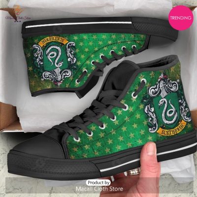 [TRENDING EDITION] Harry Potter Slytherin Luxury Stars Air Jordan High Top Sneakers - soulcals