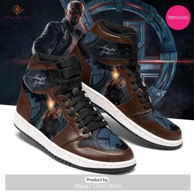 [TRENDING EDITION] Marvel Nick Fury Brown Air Jordan High Top Sneaker - soulcals