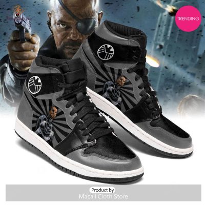[TRENDING EDITION] Marvel Nick Fury Grey Air Jordan High Top Sneaker - soulcals