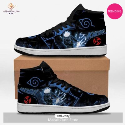 [TRENDING EDITION] Naruto Hatake Kakashi Thunder Jordan High Top Sneakers For Anime Fans - soulcals
