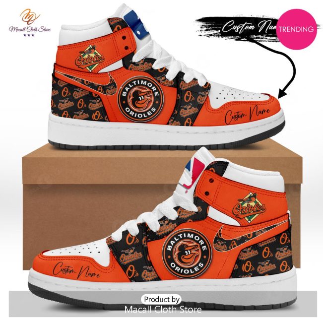 [TRENDING EDITION] Personalized Baltimore Orioles Sports Orange Air Jordan High Top Sneaker - soulcals