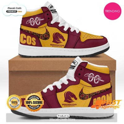 [TRENDING EDITION] Personalized Brisbane Broncos NRL Sports Gift Air Jordan High Top Sneaker - soulcals
