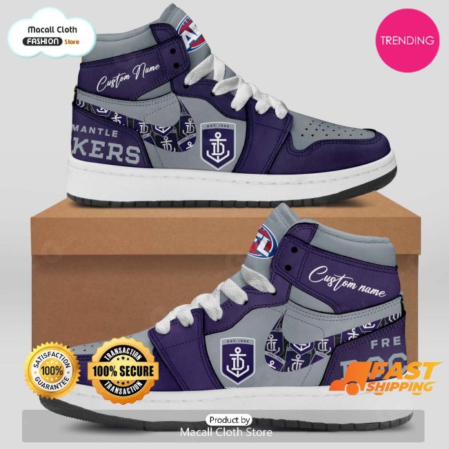 [TRENDING EDITION] Personalized Fremantle Dockers Gifts For AFL Fans Air Jordan High Top Sneaker - soulcals
