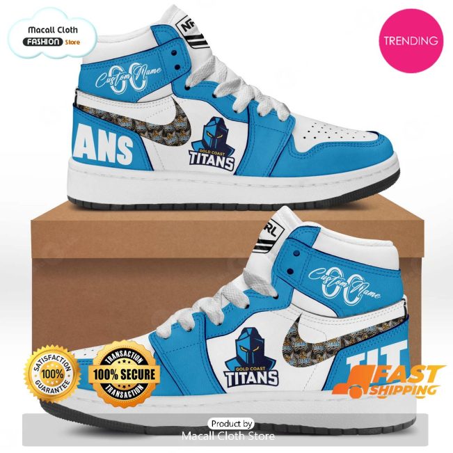 [TRENDING EDITION] Personalized Gold Coast Titans NRL Sports Gift Air Jordan High Top Sneaker - soulcals