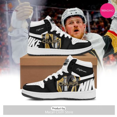 [TRENDING EDITION] Personalized Name Vegas Golden Knights Flower Black Air Jordan High Top Sneaker - soulcals