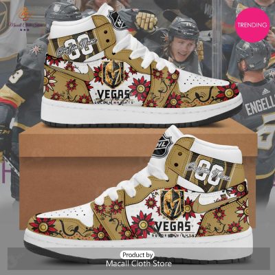 [TRENDING EDITION] Personalized Name Vegas Golden Knights Luxury Flower Air Jordan High Top Sneaker - soulcals