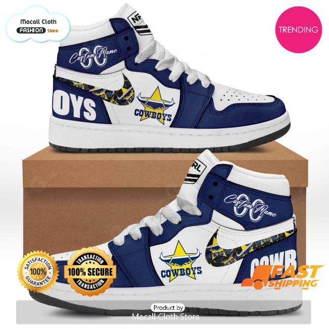 [TRENDING EDITION] Personalized North Queensland Cowboys NRL Sports Gift Air Jordan High Top Sneaker - soulcals
