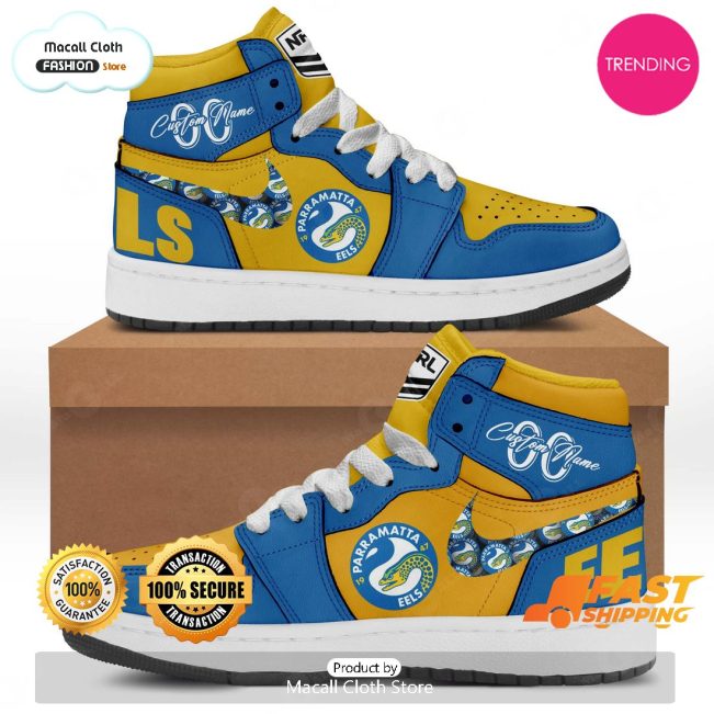 [TRENDING EDITION] Personalized Parramatta Eels NRL Sports Gift Air Jordan High Top Sneaker - soulcals