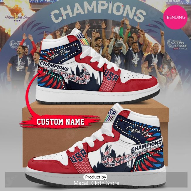 [TRENDING EDITION] US National Soccer Team Concacaf Nations League 2023 Champions Air Jordan High Top Sneaker - soulcals