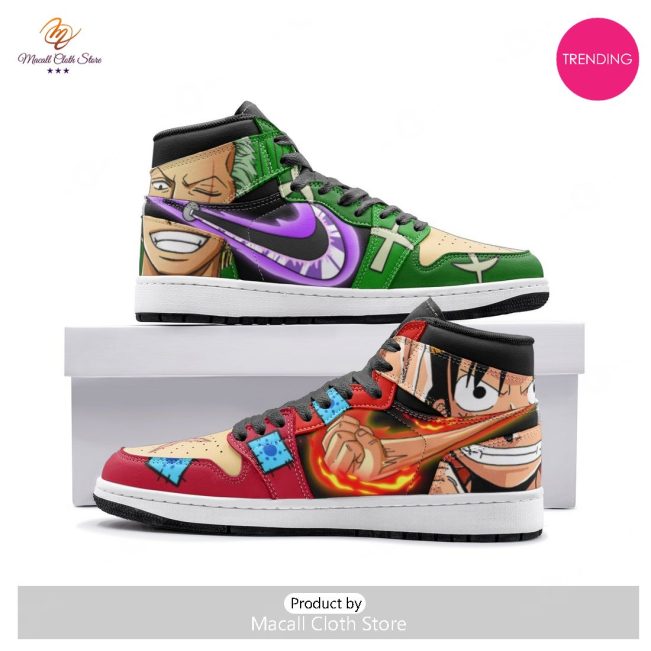 [TRENDING EDITION] Zoro and Luffy One Piece Air Jordan High Top Sneaker - soulcals