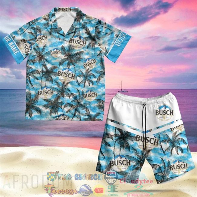 Personalized Name Busch Beer Palm Tree Hawaiian Shirt Beach Shorts - Hot Sale 2025