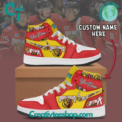 OHL Owen Sound Attack Air Jordan 1 Sneakers - soulcals.com