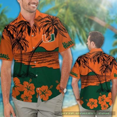 Miami Hurricanes Hibiscus Hawaiian Shirt Beach Short - Hot Sale 2025