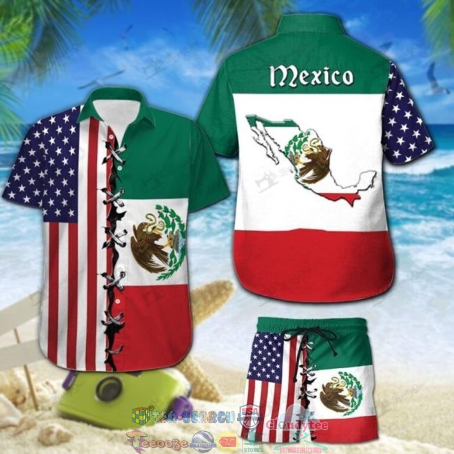 Mexico American Flag Hawaiian Shirt And Shorts - Hot Sale 2025