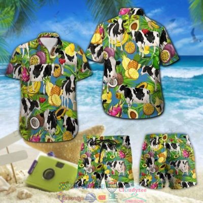 Cow Tropicall Fruits Hawaiian Shirt And Shorts - Hot Sale 2025