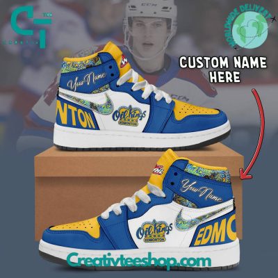 WHL Edmonton Oil Kings Custom Name Air Jordan 1 Sneaker - soulcals.com
