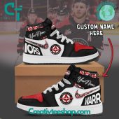 WHL Moose Jaw Warriors Custom Name Air Jordan 1 Sneaker - soulcals.com