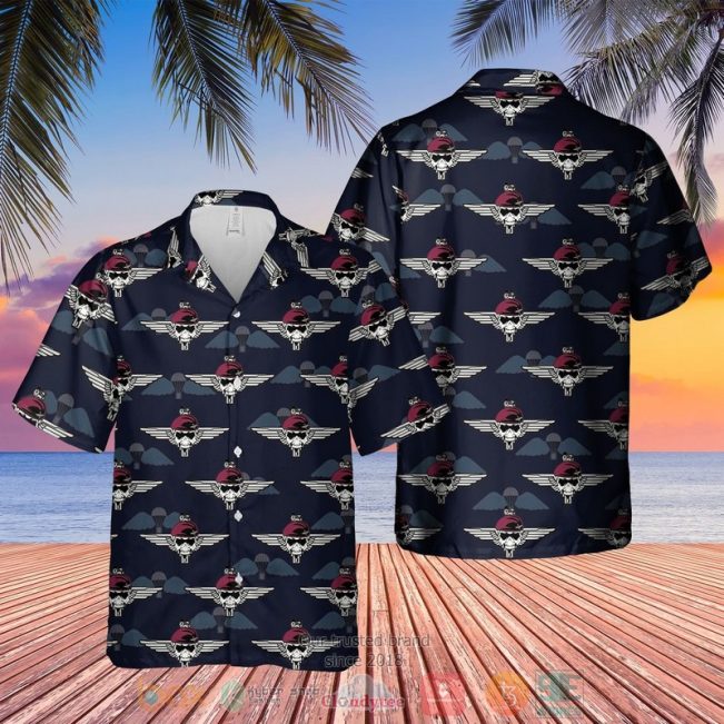 Uk Parachute Regiment Maroon Skull Badge Hawaiian Shirt, Shorts - Hot Sale 2025