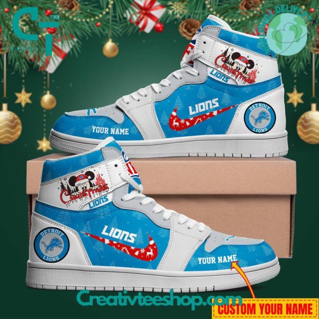Detroit Lions x Mickey Mouse Merry Christmas Air Jordan 1 Sneaker - soulcals.com