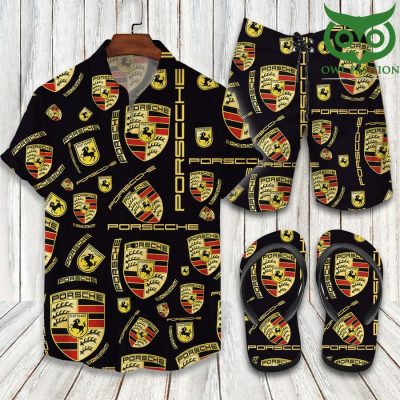 PORCHES full logos FLIP FLOPS AND COMBO HAWAII SHIRT SHORTS