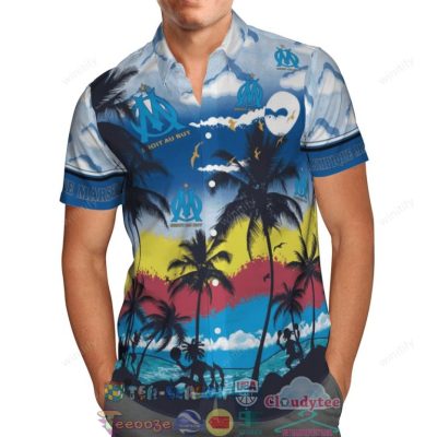 Olympique Marseille Fc Palm Tree Hawaiian Shirt Beach Shorts - Hot Sale 2025