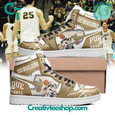 Purdue Boilermakers Basketball Go Boilers Air Jordan 1 Sneaker - soulcals.com