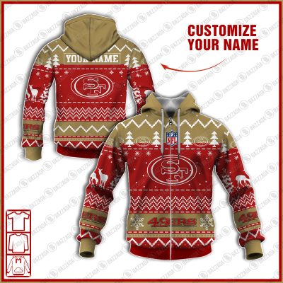 Xmas NFL San Francisco 49ers Personalize name Unisex Sweatshirt , Freece Hoodie, Freece Zipper Hoodie Gift For Thanksgiving Christmas New Year
