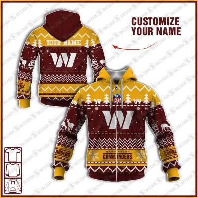 Xmas NFL Washington Redskins Personalize name Unisex Sweatshirt , Freece Hoodie, Freece Zipper Hoodie Gift For Thanksgiving Christmas New Year