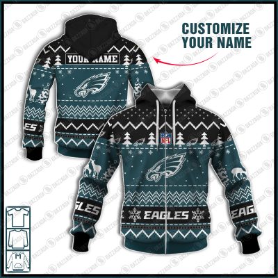 Xmas NFL Philadelphia Eagles Personalize name Unisex Sweatshirt , Freece Hoodie, Freece Zipper Hoodie Gift For Thanksgiving Christmas New Year
