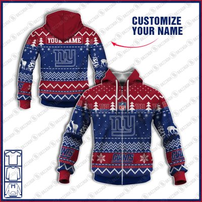 Xmas NFL New York Giants Personalize name Unisex Sweatshirt , Freece Hoodie, Freece Zipper Hoodie Gift For Thanksgiving Christmas New Year