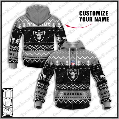 Xmas NFL Las Vegas Raiders Personalize name Unisex Sweatshirt , Freece Hoodie, Freece Zipper Hoodie Gift For Thanksgiving Christmas New Year