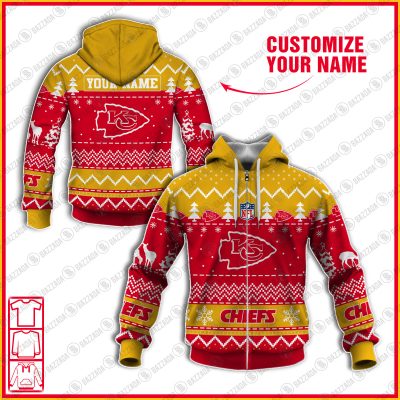Xmas NFL Kansas City Chiefs Personalize name Unisex Sweatshirt , Freece Hoodie, Freece Zipper Hoodie Gift For Thanksgiving Christmas New Year