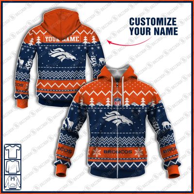 Xmas NFL Denver Broncos Personalize name Unisex Sweatshirt , Freece Hoodie, Freece Zipper Hoodie Gift For Thanksgiving Christmas New Year
