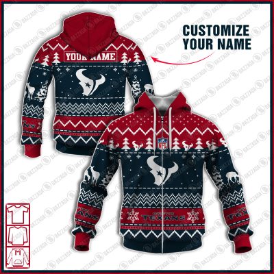 Xmas NFL Houston Texans Personalize name Unisex Sweatshirt , Freece Hoodie, Freece Zipper Hoodie Gift For Thanksgiving Christmas New Year