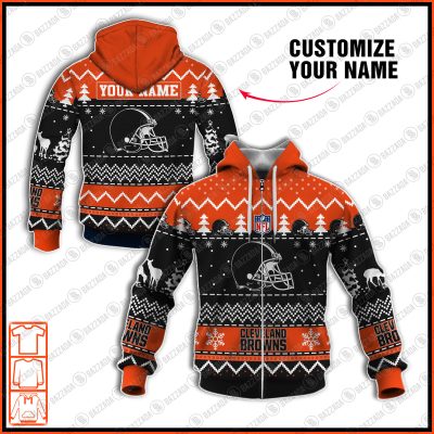 Xmas NFL Cleveland Browns Personalize name Unisex Sweatshirt , Freece Hoodie, Freece Zipper Hoodie Gift For Thanksgiving Christmas New Year